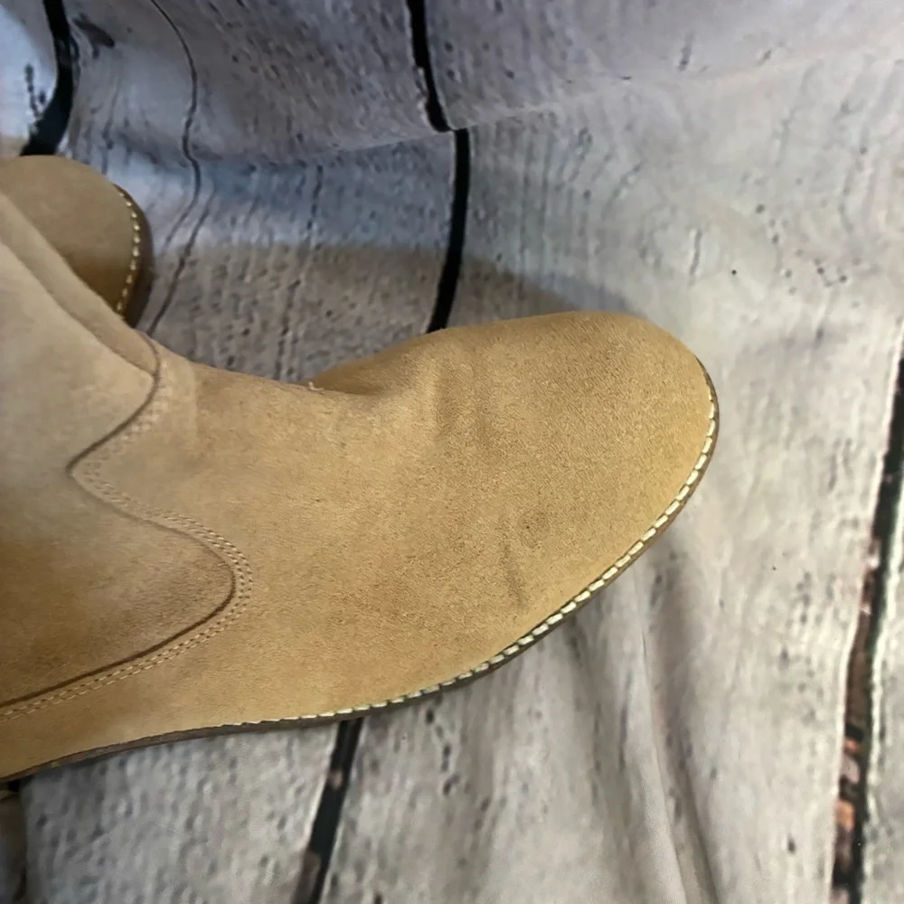 Matisse Womens Tall Tan Slouchy Foldover Suede Zip Up Block Heel Boots Sz 10 GUC